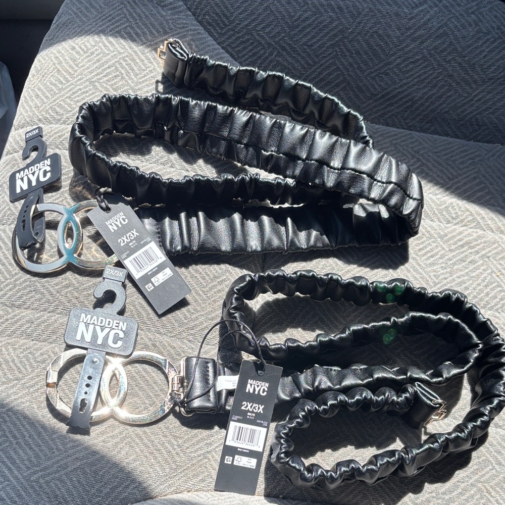 Two Madden NYC Black Belts with Gold Accent - 2X/3X.  Brand New!